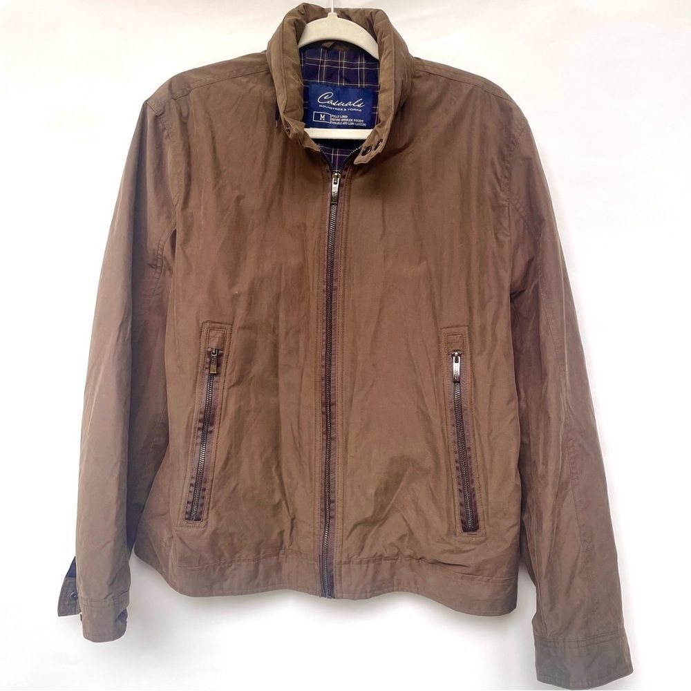 Roundtree & Yorke Men's Brown Jacket Size M Zip-Up Lightweight Casual